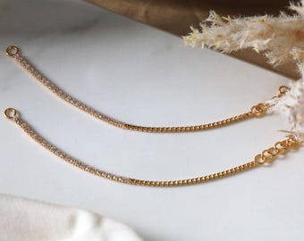 Cadena para pendientes de circonita cúbica: oro, plata y oro rosa
