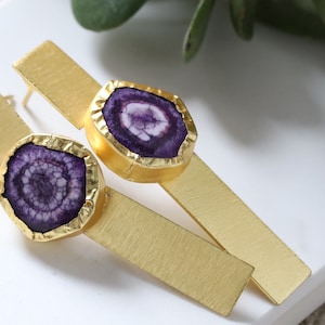 Quirky Purple Agate Earrings