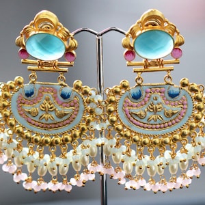Chaand Moon Beaded Dangle with Beautiful Colours Earrings