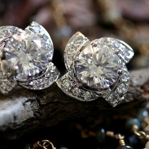 Sterling Silver and Cubic Zirconia Hand Made Earrings