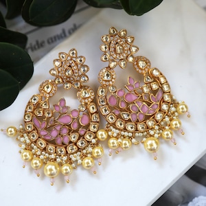 Uncut Polki Chaand Bali Earrings
