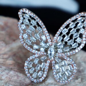 Butterfly Shaped Cubic Zirconia Hand Made Ring