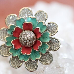 Multi Dimensional Floral Hand Painted Ring
