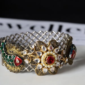 Vintage 2 Tone Kundan Bangle Size 2.8