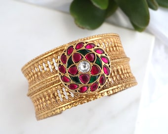 Gold Plated 925 Sterling Silver Antique Gold Cuff