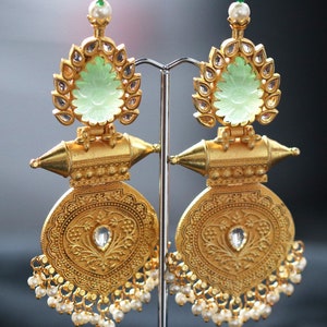 Stunning Embossed Engraved Old Gold European Earrings