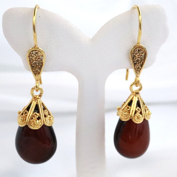 Baltic Amber Cherry Red Earrings