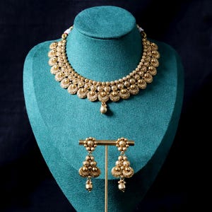 Gold Plated Choker and Earrings Set