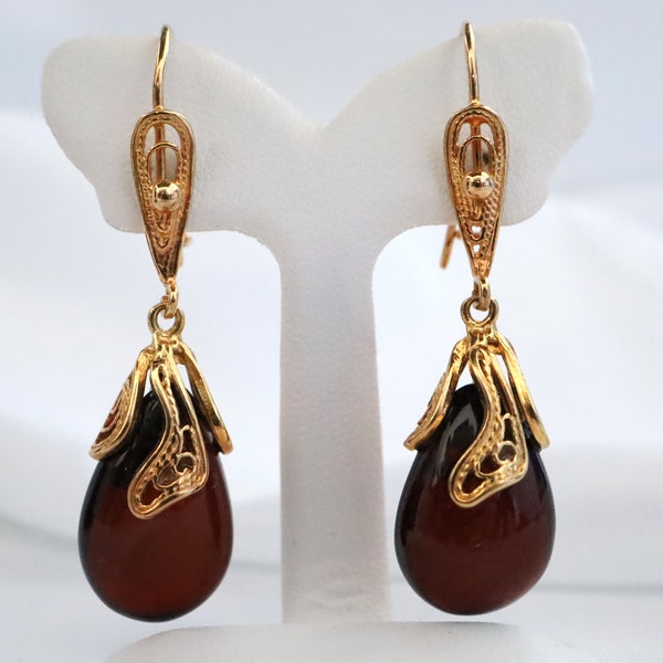 Baltic Amber Cherry Red Earrings