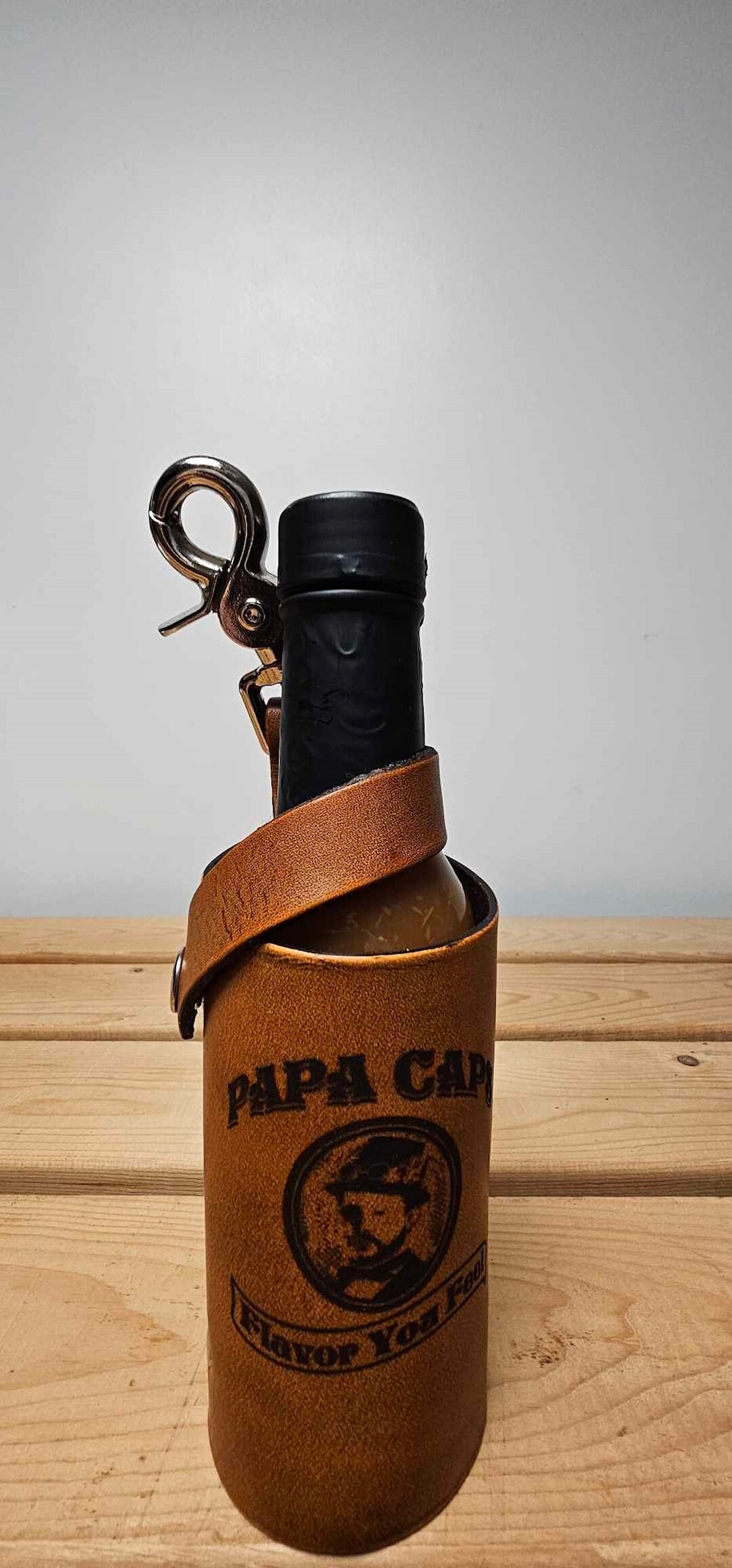 Handcrafted Leather Hot Sauce Holster Portable Gourmet Condiment