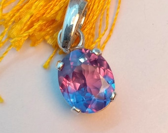Colgante de alejandrita vintage: piedra de nacimiento de junio, collar de plata de ley