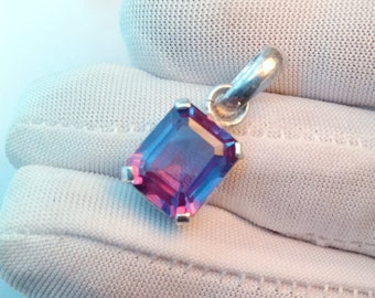 Colgante/Collar de piedra de Alejandrita/Colgantes de piedras preciosas que cambian de color con corte octágono de piedra natal de junio para regalo