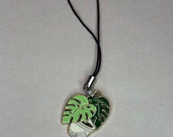 Monstera Plant Phone Charm - Potted Plant Accessory