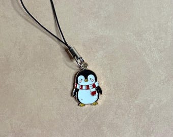 Penguin Phone Charm- Cute Penguin Charm- Kawaii Penguin with Scarf