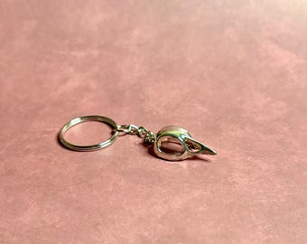 Bird Skull Keychain- Gothic Charm- Macabre Skull Key Ring
