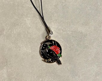 Raven Moon Phone Charm- Gothic Celestial Charm- Crescent Moon Accessory