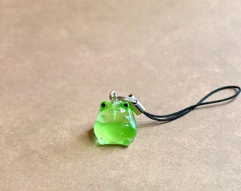 Frog Phone Charm - Frog Phone Strap - Kawaii Frog Charm - Nature Accessory - Glow In The Dark