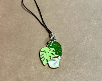 Monstera Plant Phone Charm - Potted Plant Accessory