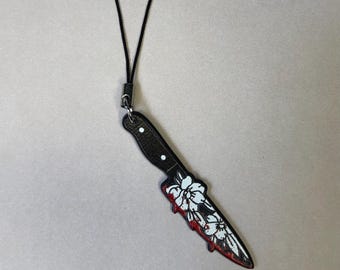 Flower Butcher Knife Phone Charm- Halloween- Scream- Unique