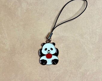 Panda Phone Charm - Cute Panda Enamel Charm - Kawaii Phone Strap - Animal Accessory