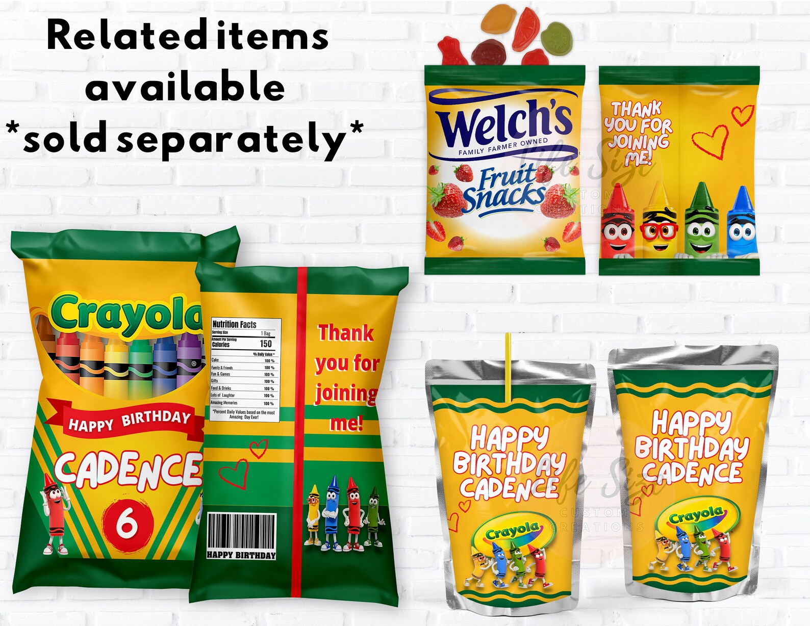 Crayola Fruit Snack Wrapper Custom Crayon Chip Bag Crayon Etsy