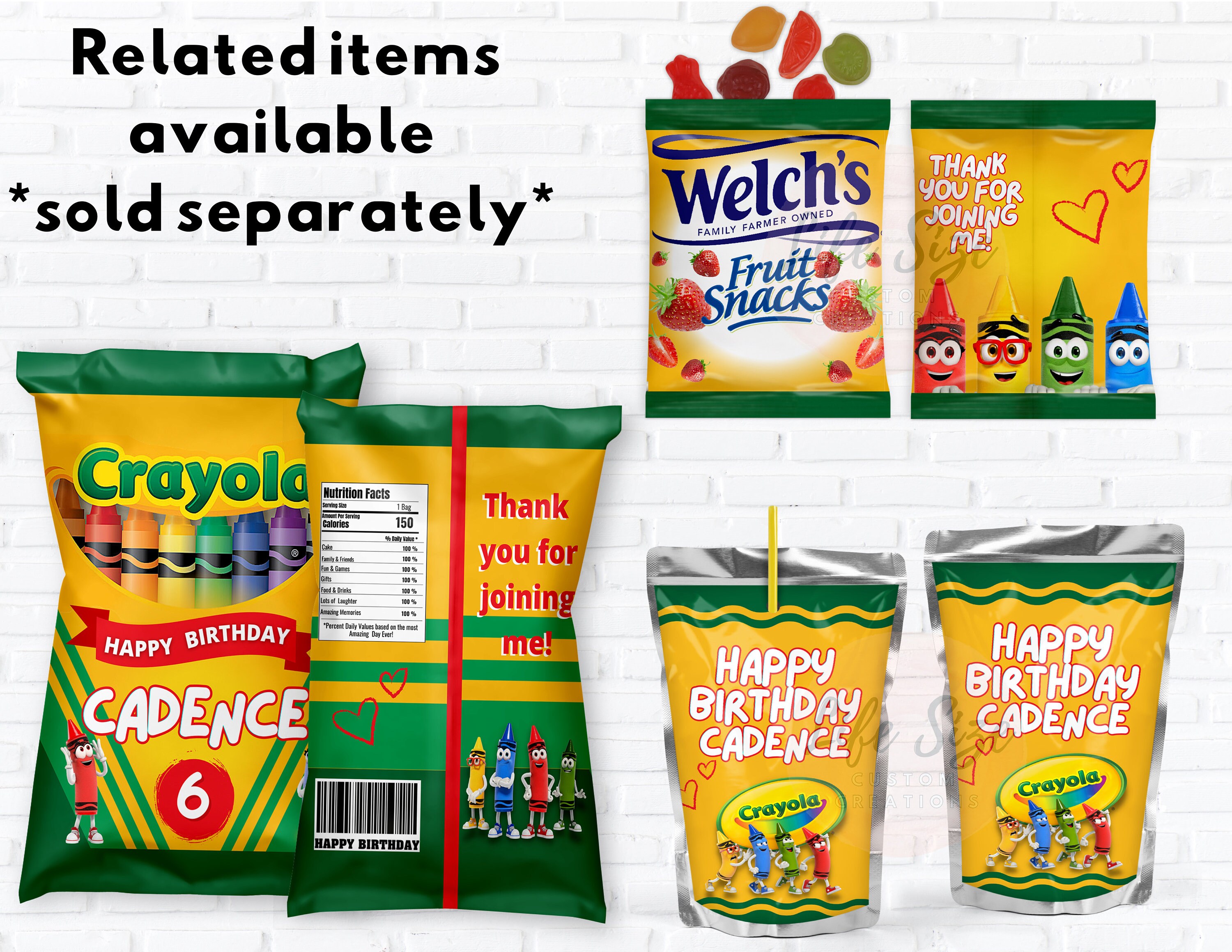 Crayola Fruit Snack Wrapper Custom Crayon Chip Bag Crayon Etsy