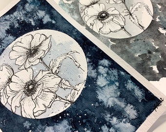 Online-Workshop Winterlich florale Anemonen in Aquarell mit Glitzer Effekt