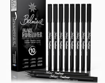 10 black fineliners including 2 brush pens - ideal for hand lettering, drawings, sketches and more!