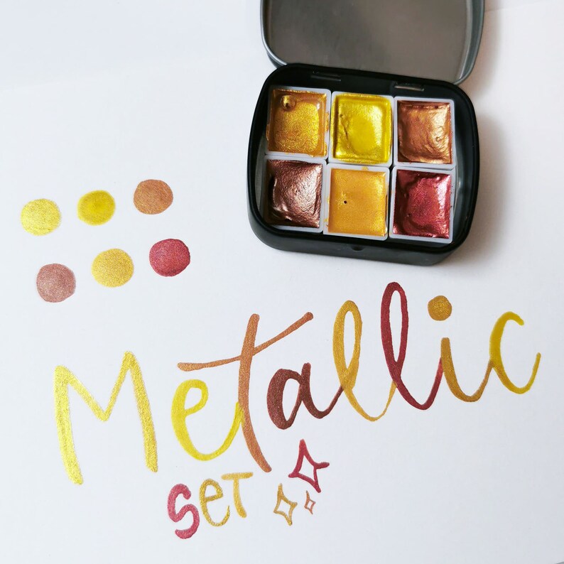 Belmique Aquarellfarben Metallic inkl. Aquarellfarbkasten 6 Stück Bild 2