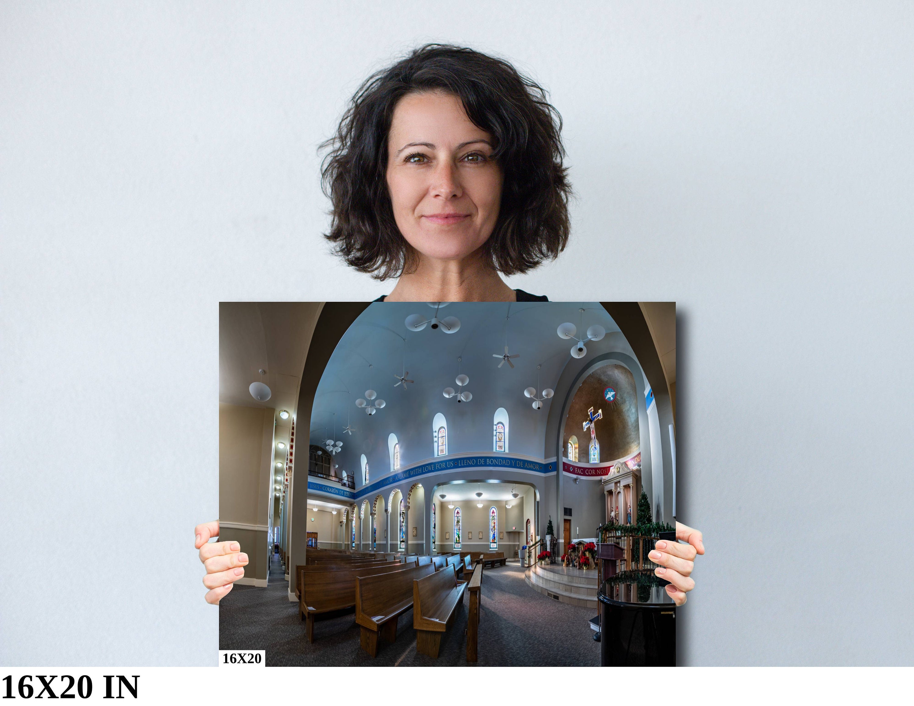 Panorama of Sacred Heart Church During Christmas Owatonna MN Canvas or Print Etsy