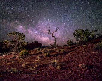 Milky Way at Capitol Reef Canvas Print Astrophotography Utah National Park Dramatic Night Sky Wall Art Home or Office