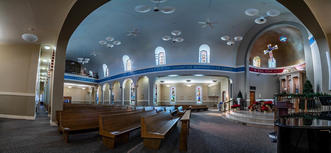 Panorama of Sacred Heart Church During Christmas Owatonna MN Canvas or Print Etsy
