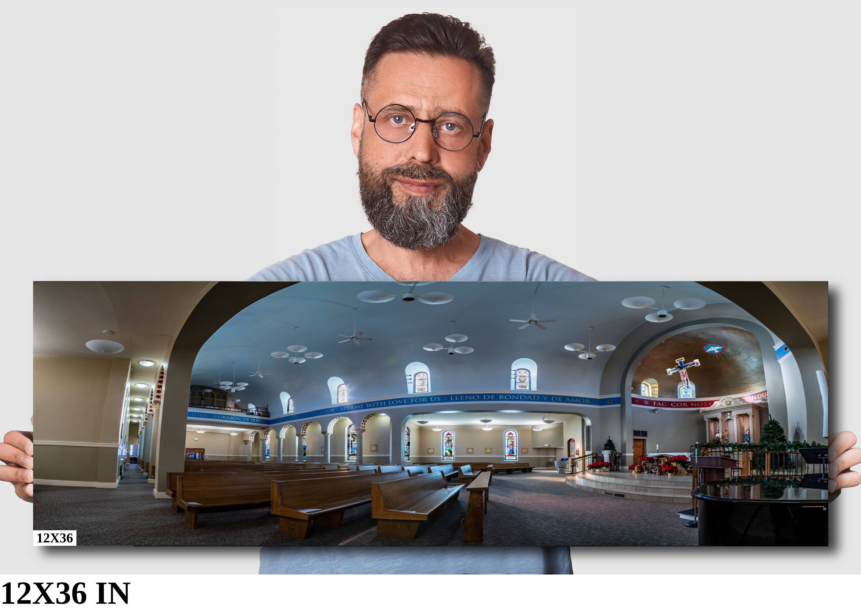 Panorama of Sacred Heart Church During Christmas Owatonna MN Canvas or Print Etsy