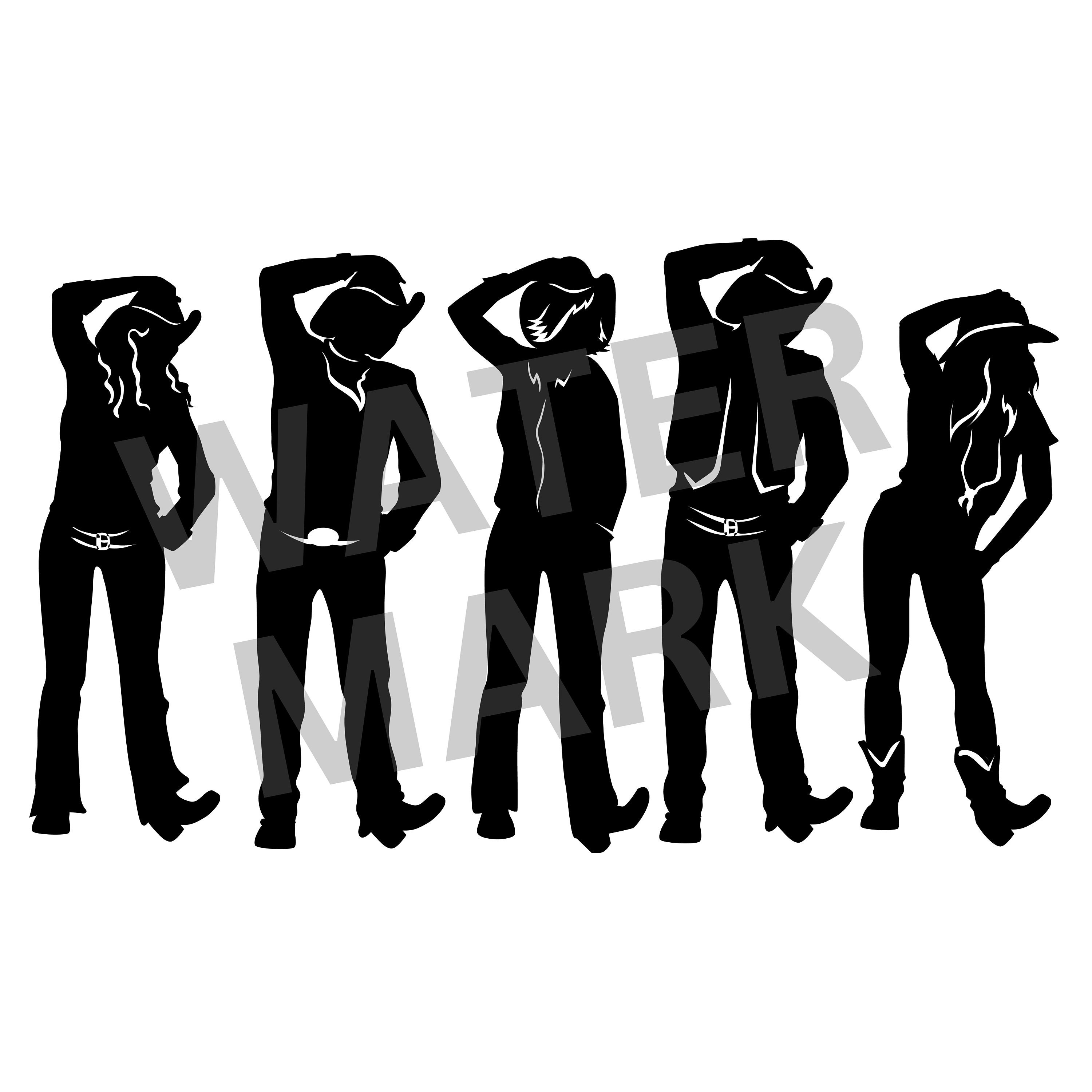 Line Dancing Cowboys and Cowgirls Black and White Western Etsy