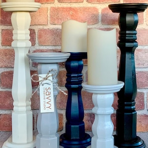 Portavelas de oro antiguo para velas de pilar, portavelas de pilar único en  acabado envejecido para el hogar, sala de estar, cocina, mantel, granja