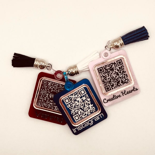 Qr Code Keychain Etsy
