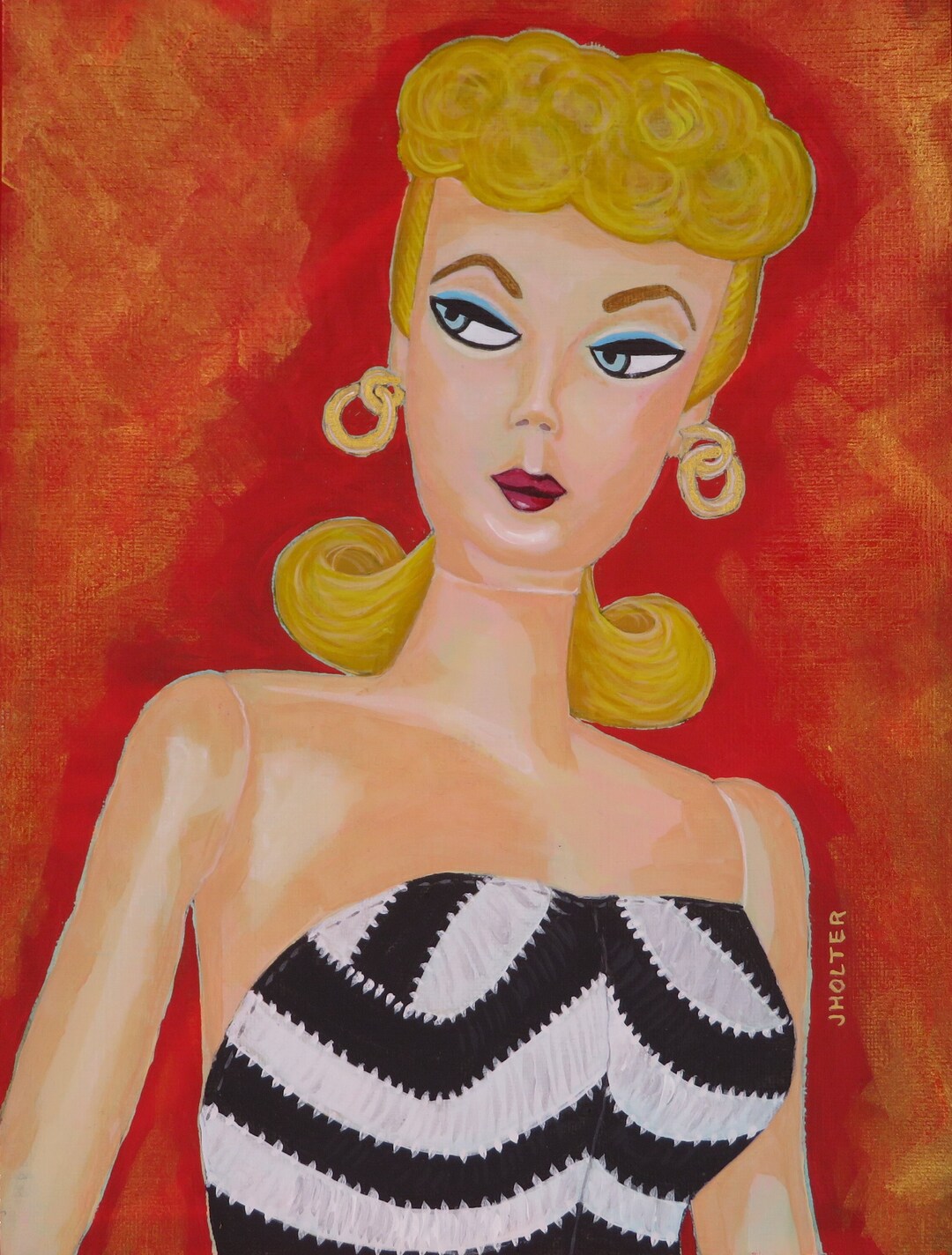 Retro Barbie Acrylic Painting Etsy