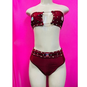 exotic dancer outfit, exotic dancewear, high waist, rhinestones