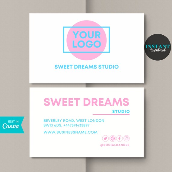 Business Card Template Editable in Canva INSTANT DOWNLOAD Etsy