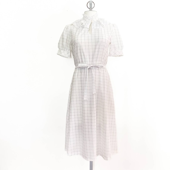 Vintage Cottagecore Windowpane A-Line Shirt Dress… - image 1