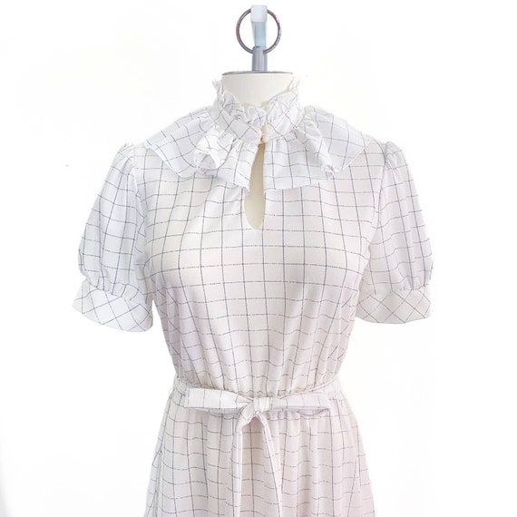 Vintage Cottagecore Windowpane A-Line Shirt Dress… - image 2