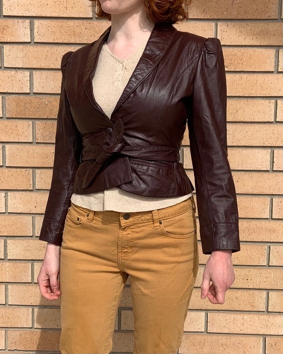 1970s Split End Ltd cropped leather jacket size Sm