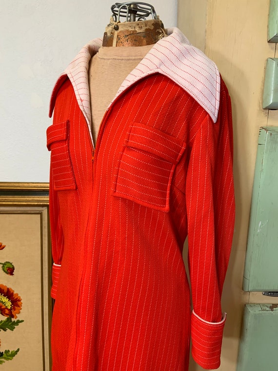1970s Joe Barry dress/ Red and white pinstripe/ s… - image 6