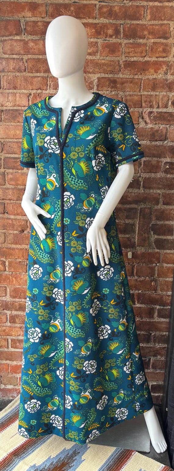 1970s Floral Hostess Dress