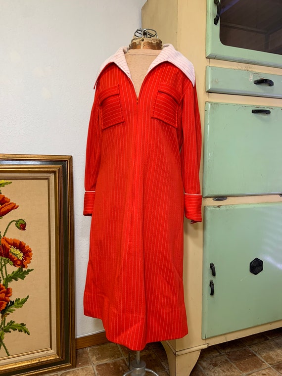 1970s Joe Barry dress/ Red and white pinstripe/ s… - image 3