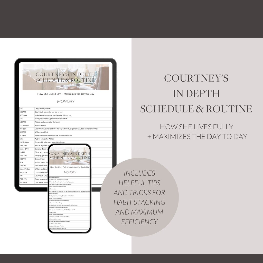 Courtney's in Depth Schedule & Routine - Etsy