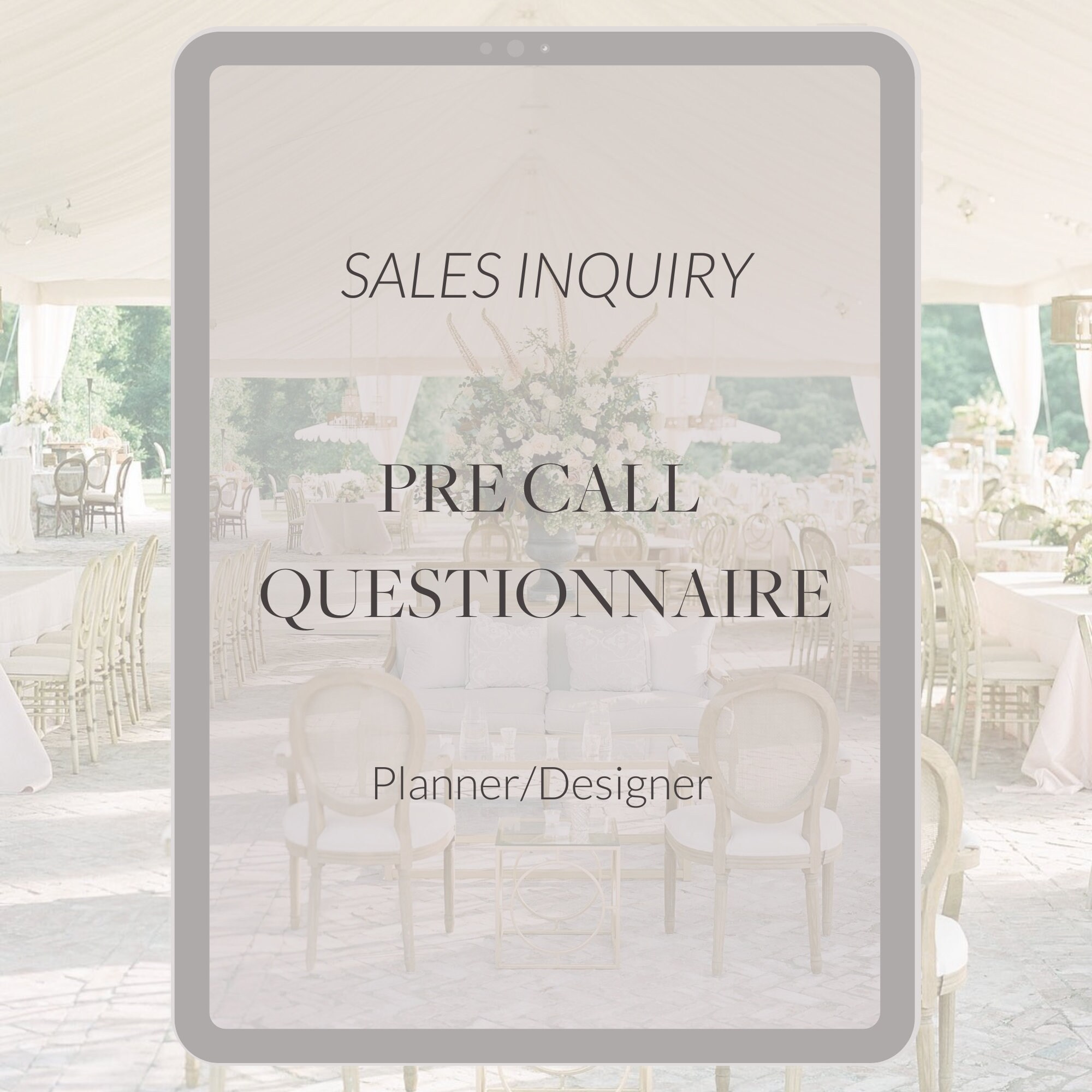 Sales Inquiry Pre Call Questionnaire Planner/designer - Etsy