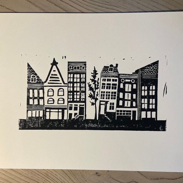 Amsterdam Linocut Print