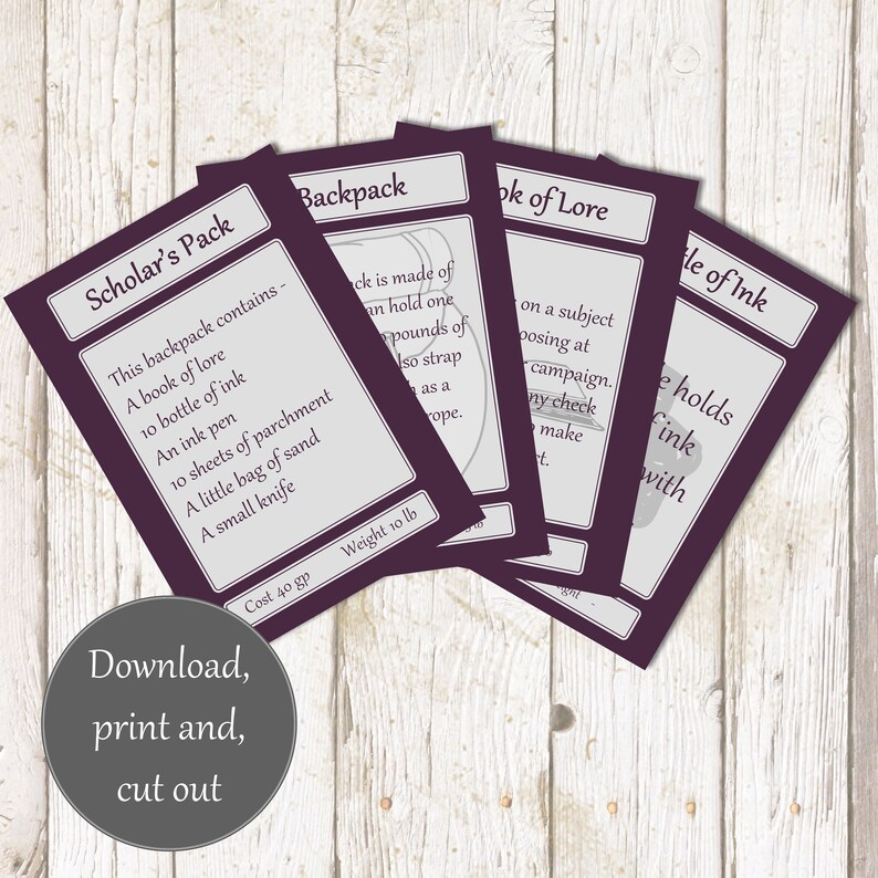 Buy Printable Scholars Pack for Dnd 5e, Great Player and DM Tool ...