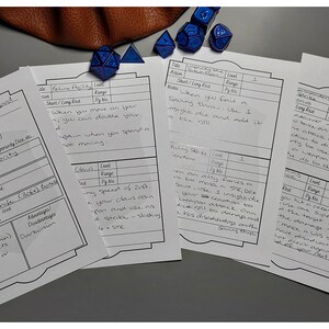 Dnd Fillable Ability Cards: A6 Battle Action Cards - Etsy